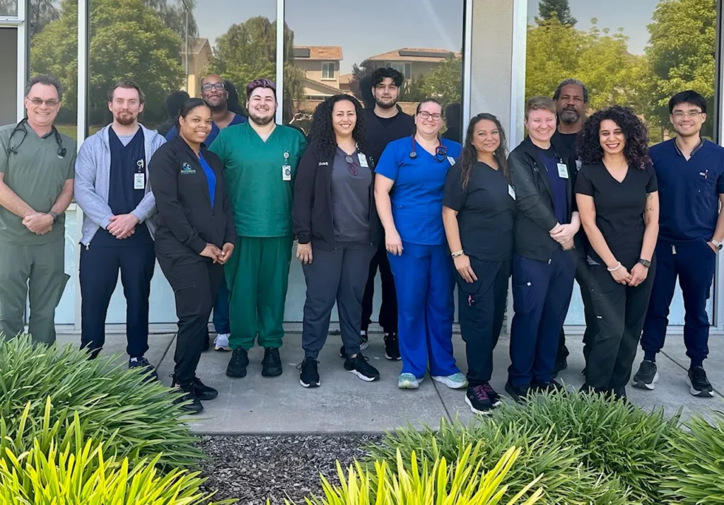 The Natomas Veterinary Hospital team outside the hospital in Sacramento